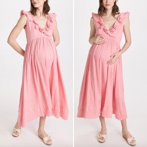 HATCH Sarah Ruffle Dress in Peony Pink